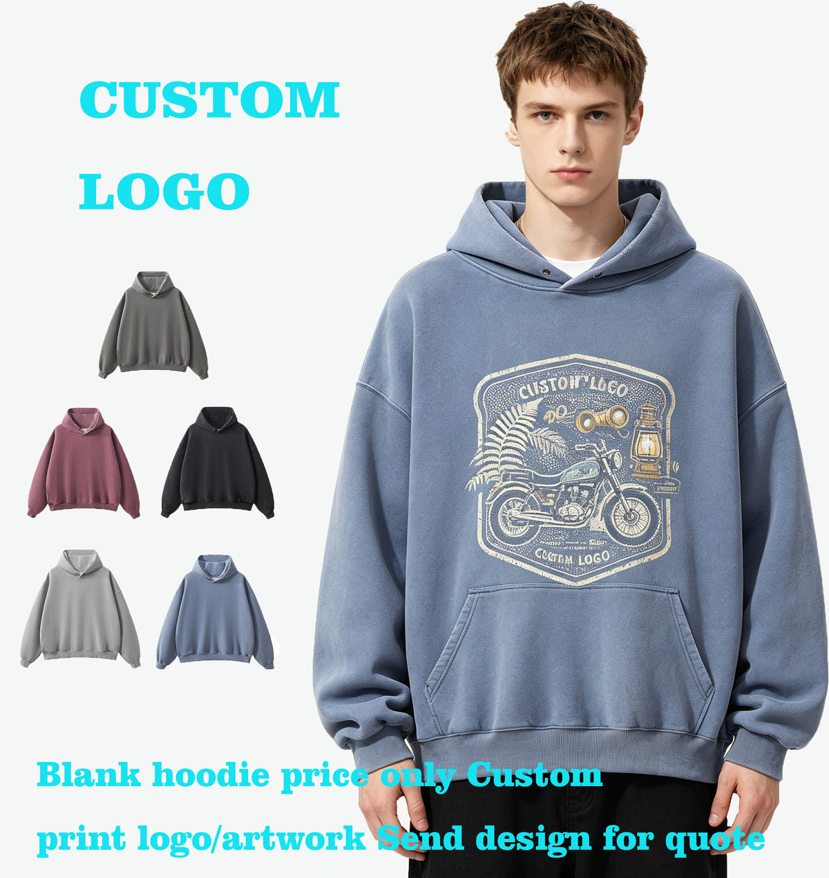 Customize Thick Fleece Button Down Washed Casual Hoodie with Frayed Side Pockets and Hooded Top Set of 5 Pieces in Sample Size L