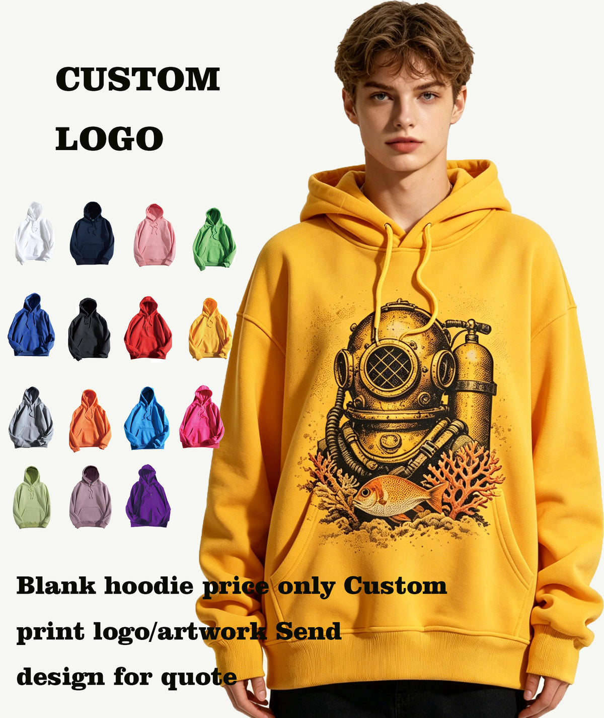 Custom logo Hoodies 15 Color Hooded Pullover with Single Layer Hood Hoody High Quality Wholesale Plain Hoodies in Bulk Fashion