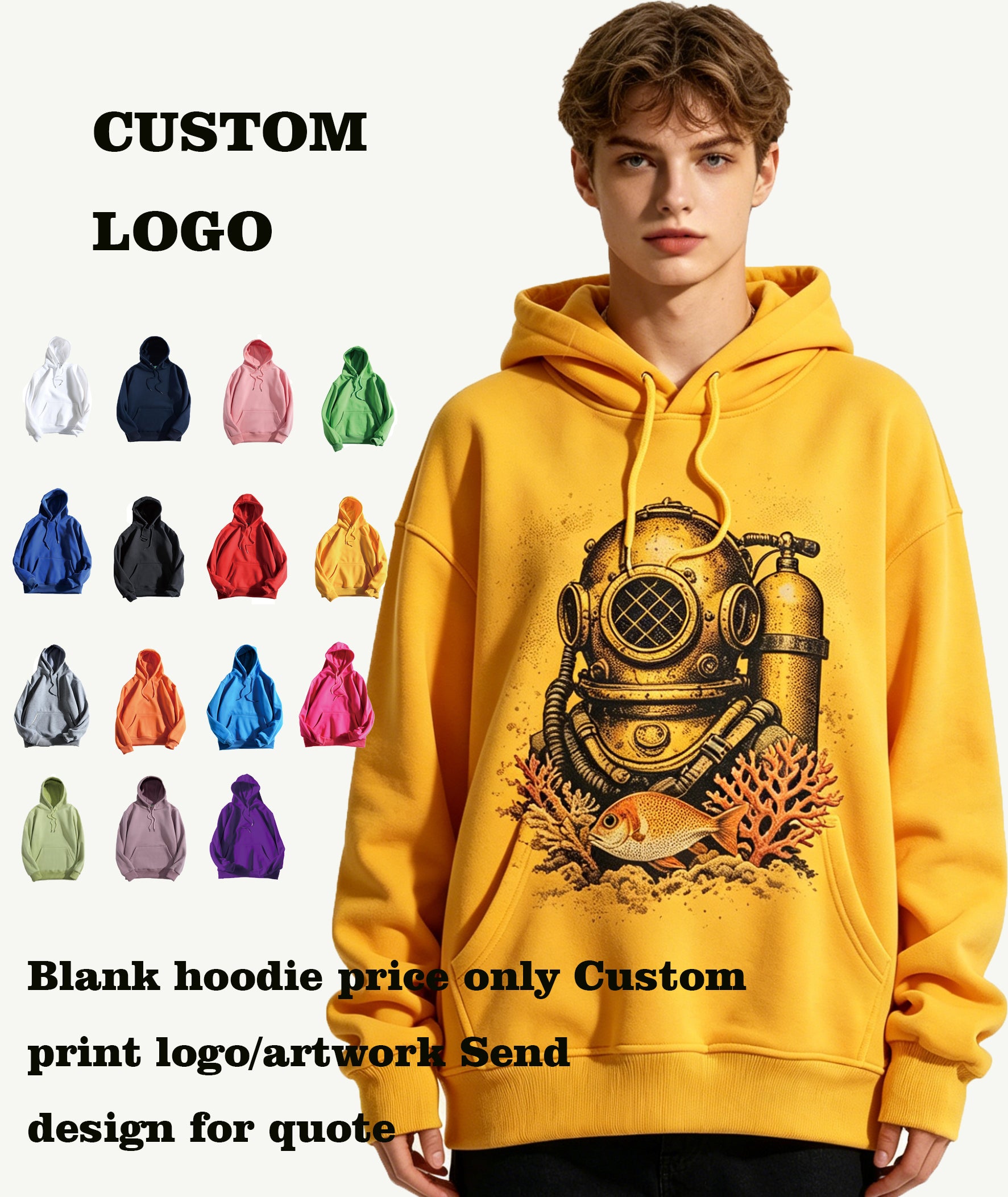 Custom logo Hoodies 15 Color Hooded Pullover with Single Layer Hood Hoody High Quality Wholesale Plain Hoodies in Bulk Fashion