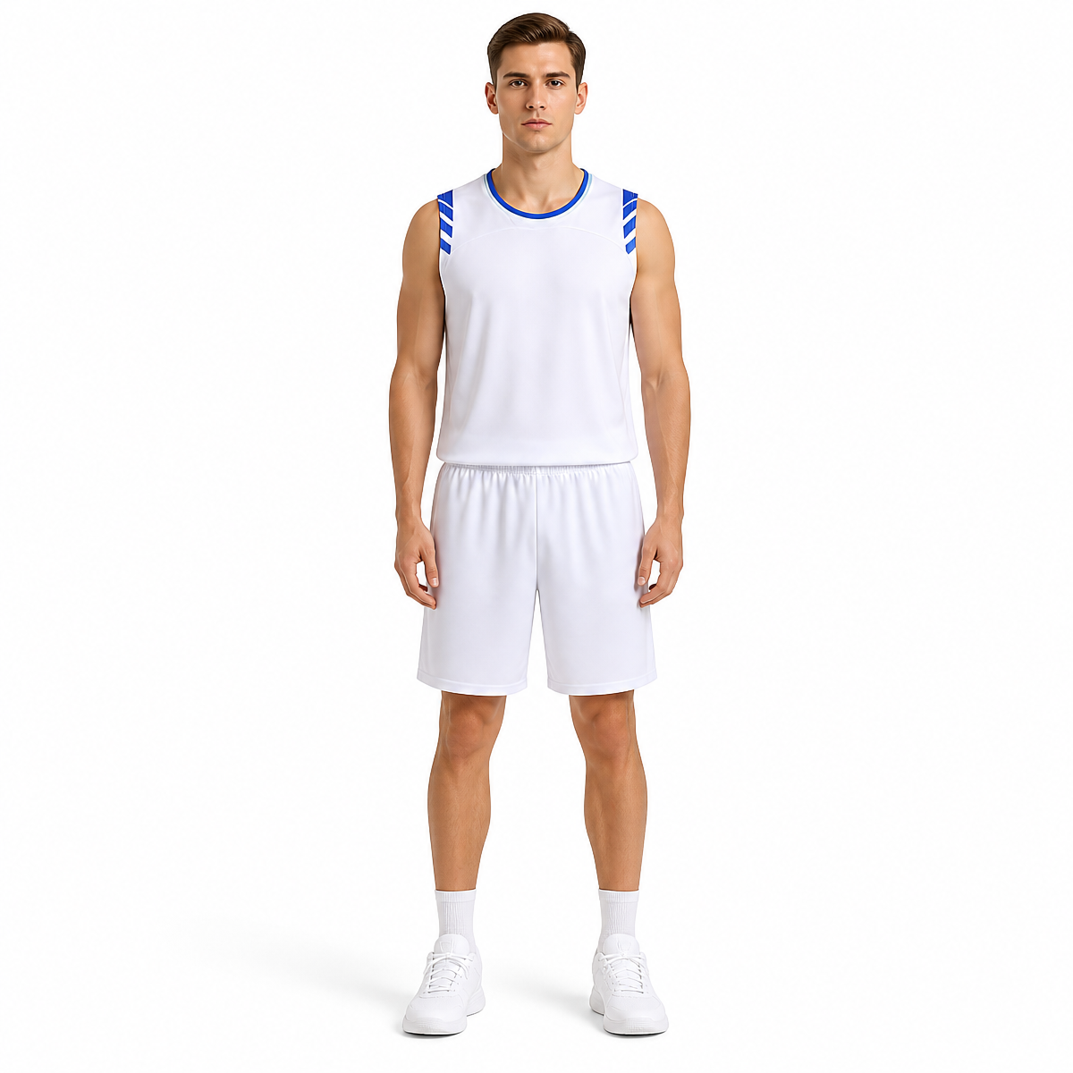 Oem Brand 5 Color Men's and Women's All Polyester  Round Neck Basketball Uniform Set with Vertical Stripes and Plain Fabric