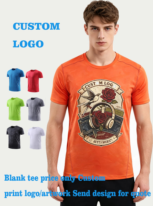 Oem Brand Summer t Shirt for Men High Quality  Quick Drying Horizontal Stripe Jacquard Fabric Plain Tshirts for Printing
