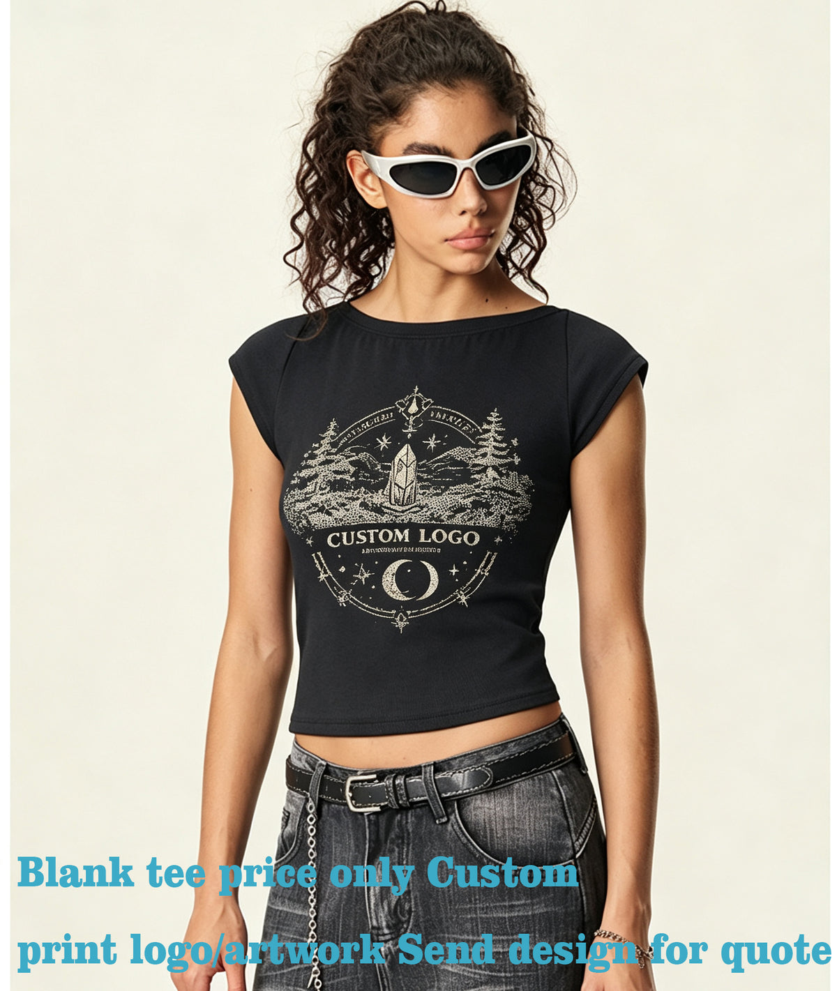 Customize Your Own Exclusive Design Hot Girl Style Short Sleeved T Shirt with Close Fitting Elastic Short Sleeves for Women