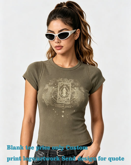 Customized t Shirts College Style 260G Stitched Shoulder-sleeved Short Sleeved Stretchable Short Sleeved From a Trendy Brand