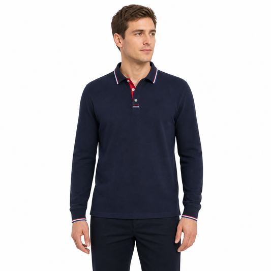 Spring and Autumn Collection 6 Color 38 Yarn Multi Color Long Sleeved Polo Shirt High Quality Simples Style Polo Shirt Design