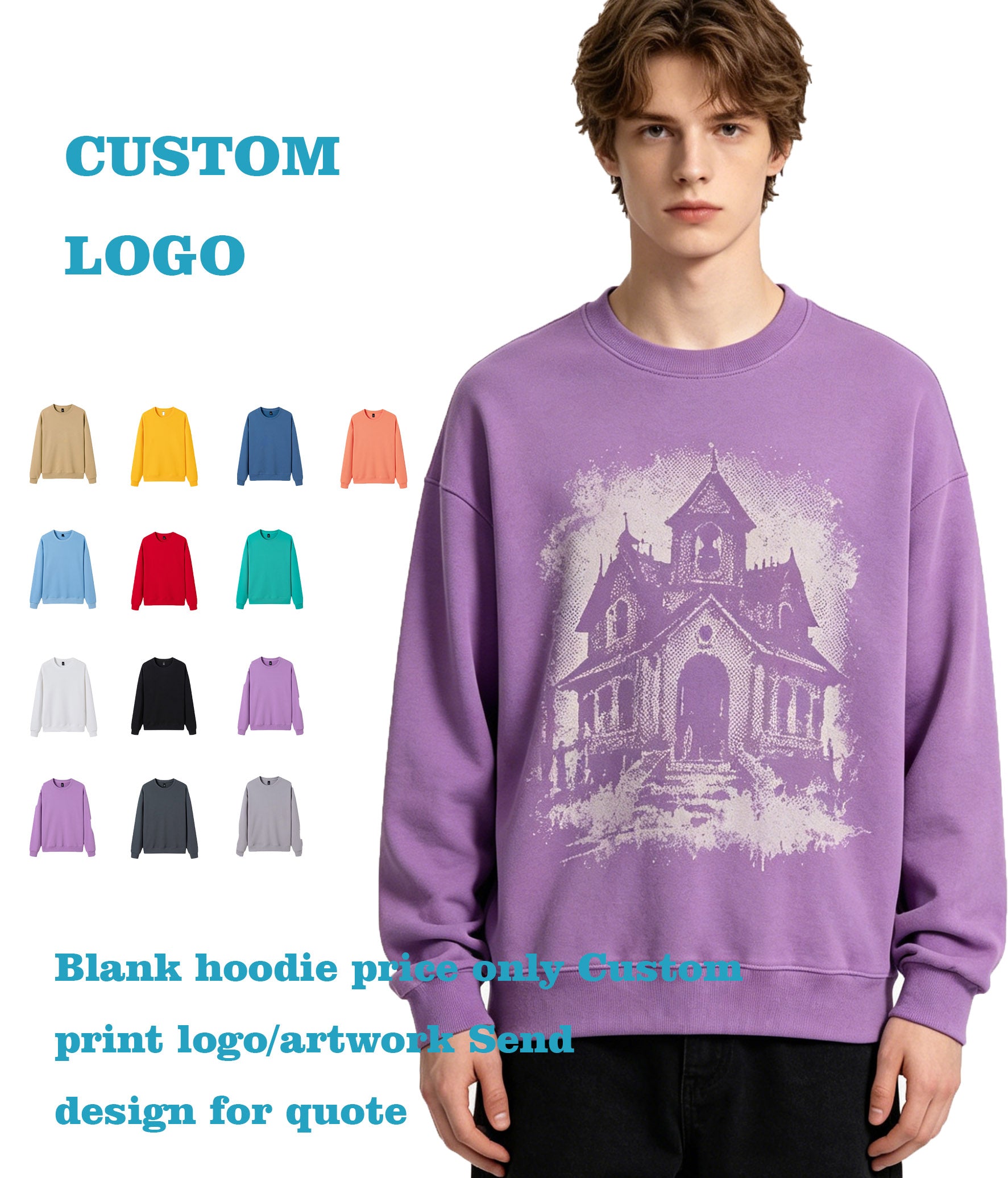 Customizable Exclusive and Featuring Your Favorite LOGO 12 Color Drop Shoulder Hooded Sweatshirt American Style High Quality