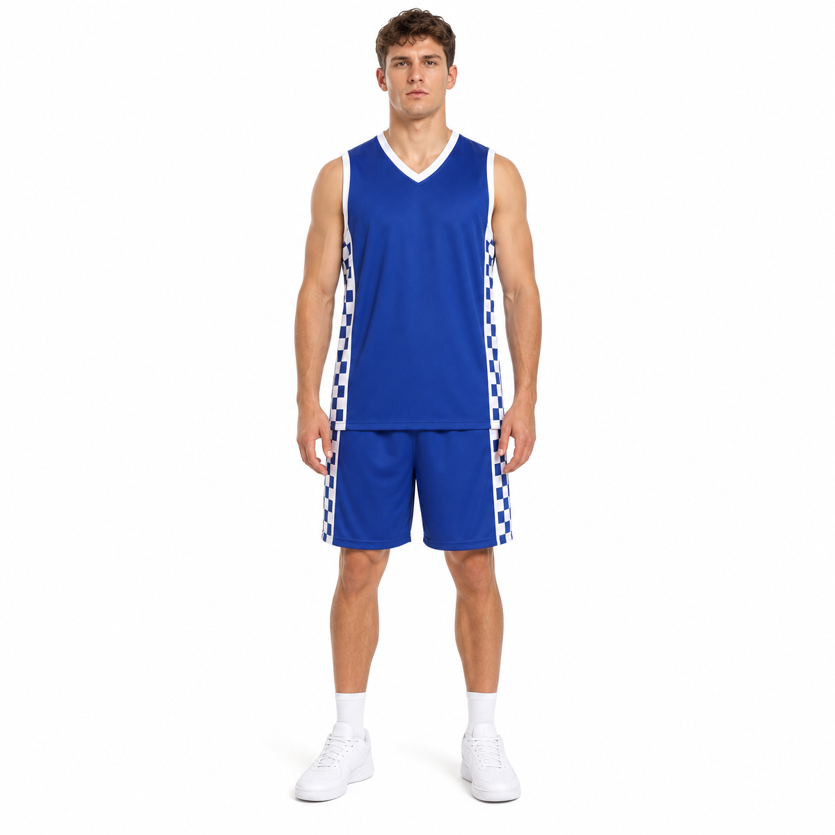 American Style Customized 3 Color Men's and Women's V Neck Basketball Uniform Set Basketball Jacquard Fabric High Quality Suit