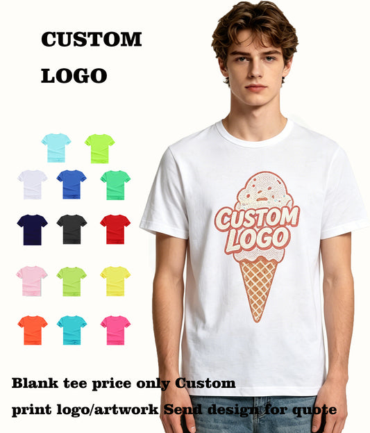 Customizable with Your Exclusive LOGO Design14 Color All Short Sleeved T-shirt American Vintage Style Personalized Design