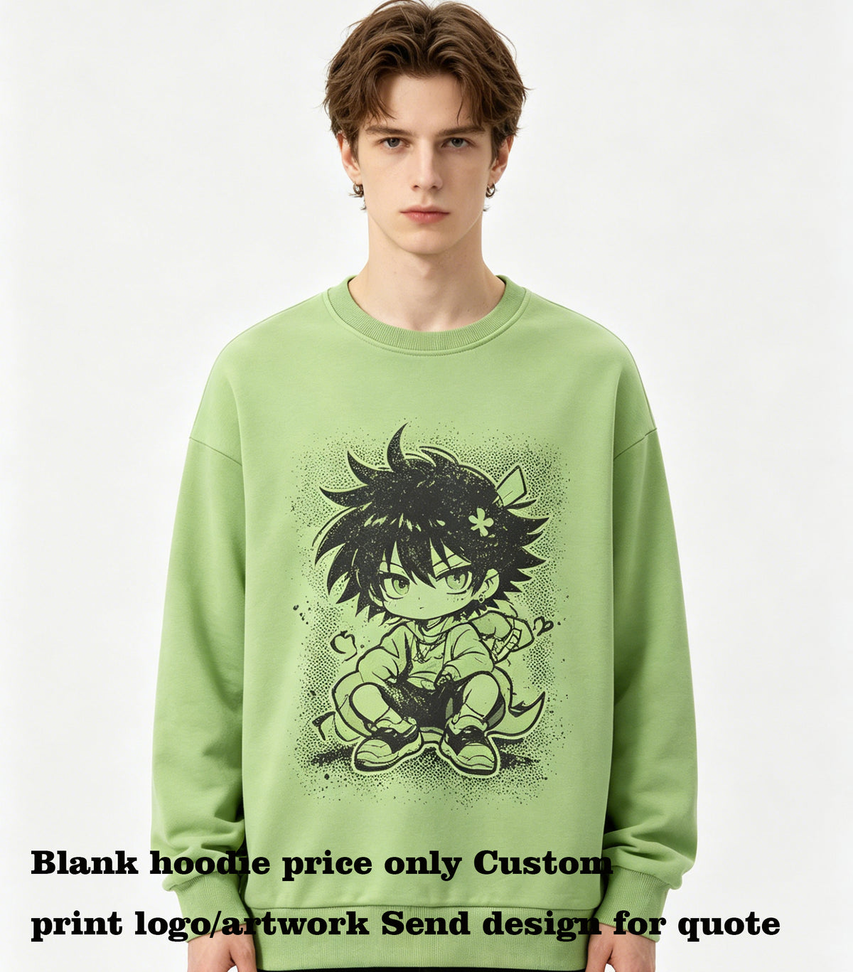 Wholesale Customized Sweatshirts Loose Sleeved Round Neck Sweatshirt Plain Tshirts for Printing Personalized American Style