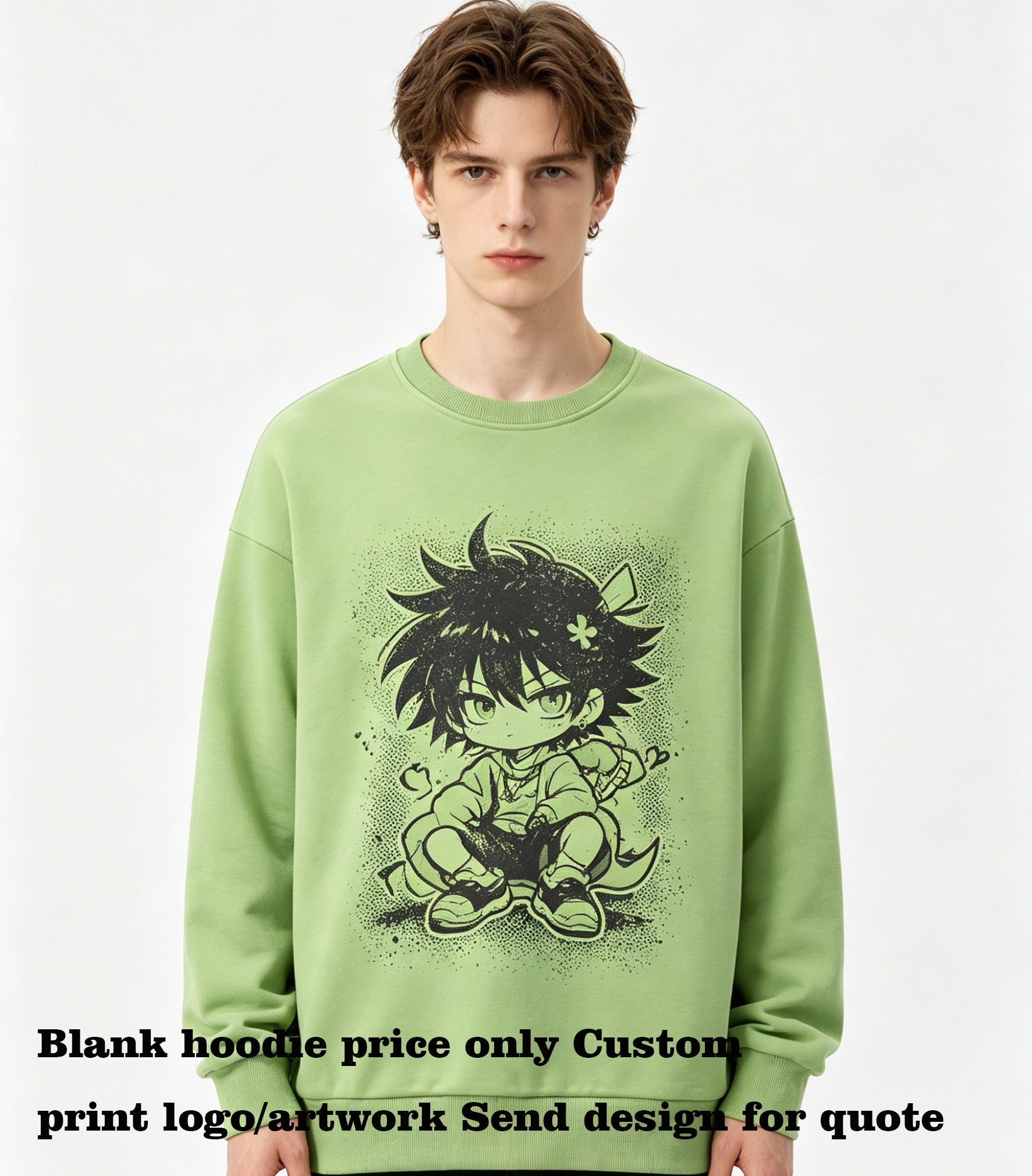 Wholesale Customized Sweatshirts Loose Sleeved Round Neck Sweatshirt Plain Tshirts for Printing Personalized American Style