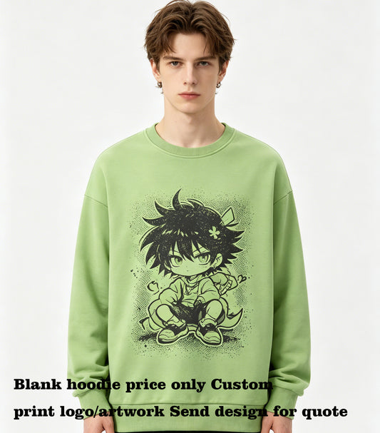 Wholesale Customized Sweatshirts Loose Sleeved Round Neck Sweatshirt Plain Tshirts for Printing Personalized American Style