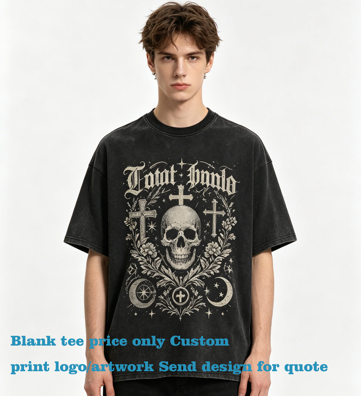 Customized Mens t Shirts Retro Washed Distressed Short Sleeved T Shirt Loose Fitting Pure Cotton Trendy Brand T Shirt Style