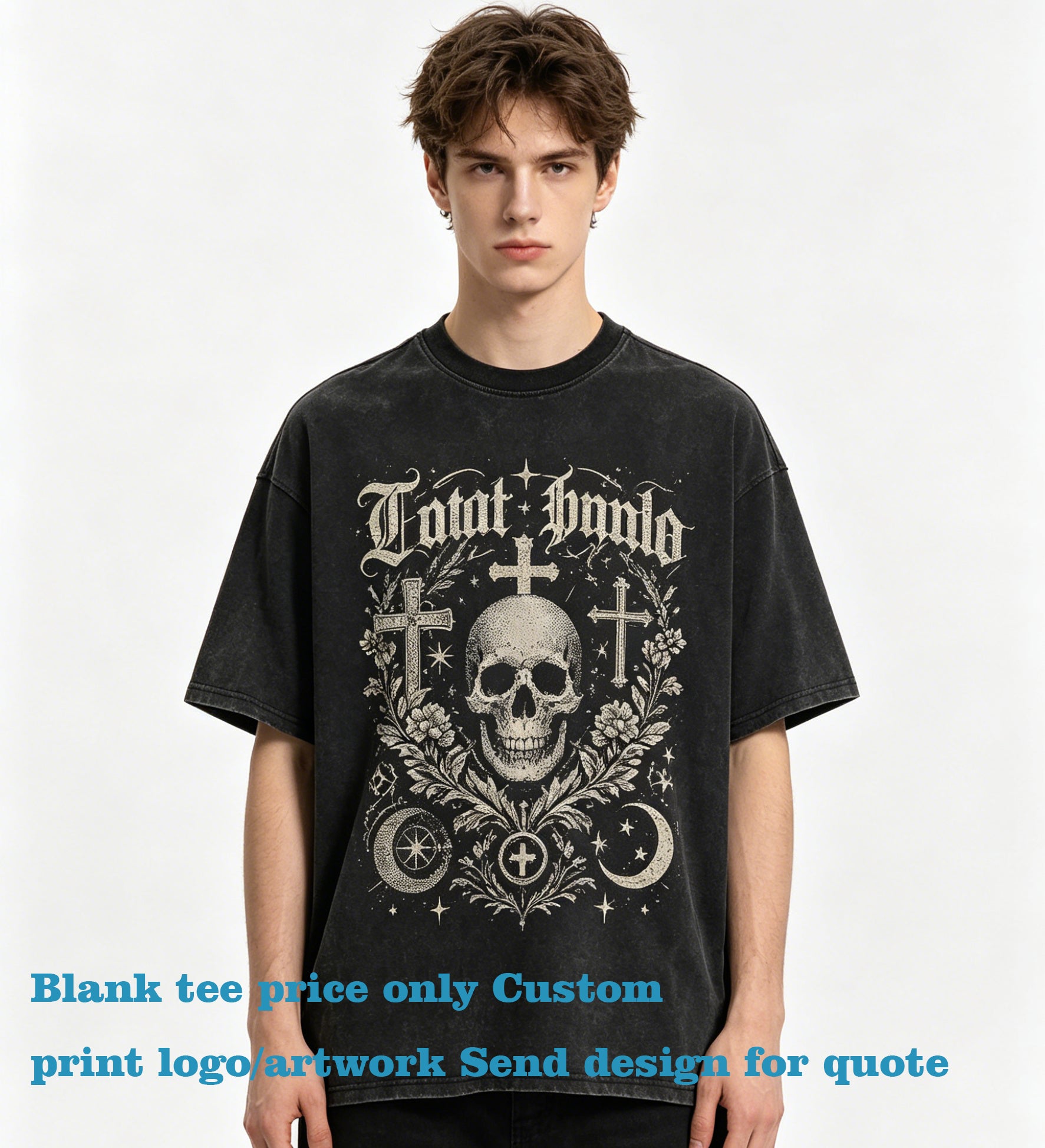 Customized Mens t Shirts Retro Washed Distressed Short Sleeved T Shirt Loose Fitting Pure Cotton Trendy Brand T Shirt Style