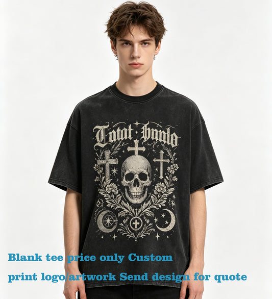 Customized Mens t Shirts Retro Washed Distressed Short Sleeved T Shirt Loose Fitting Pure Cotton Trendy Brand T Shirt Style