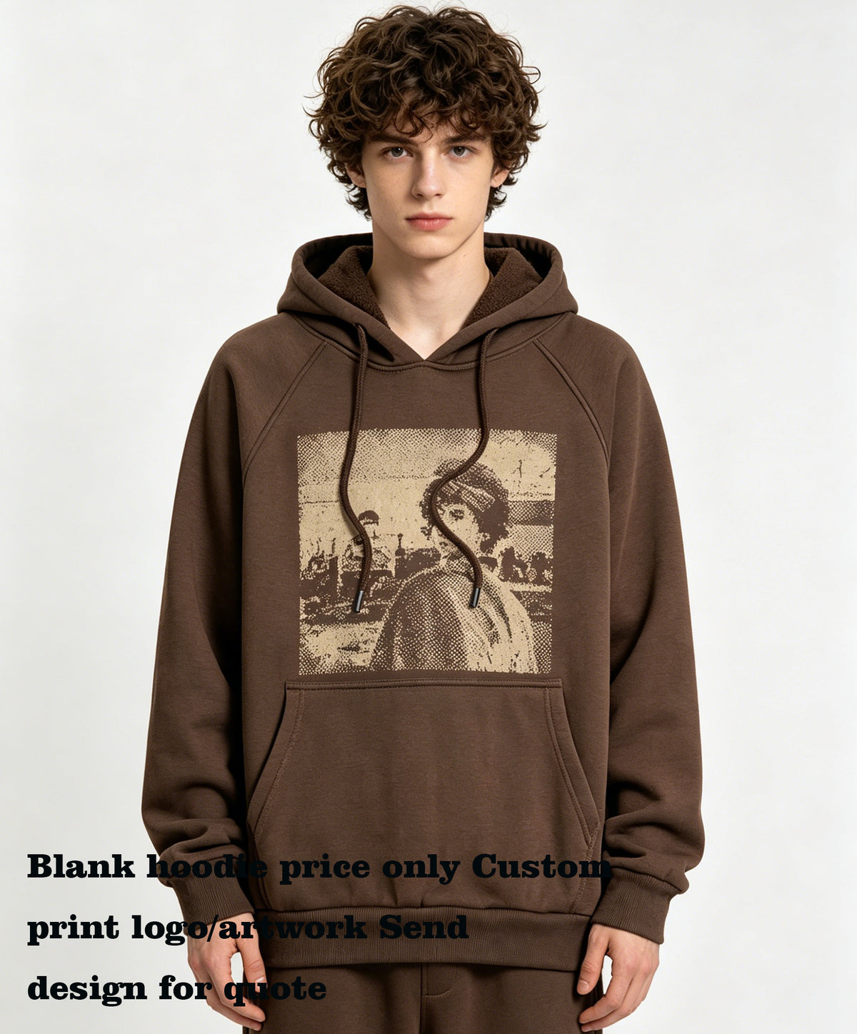 Relaxed-fit Polyester Hooded Sweatshirt with Dropped Shoulder Design Pullover Hoodie Streetwear American Style Winter Fashion