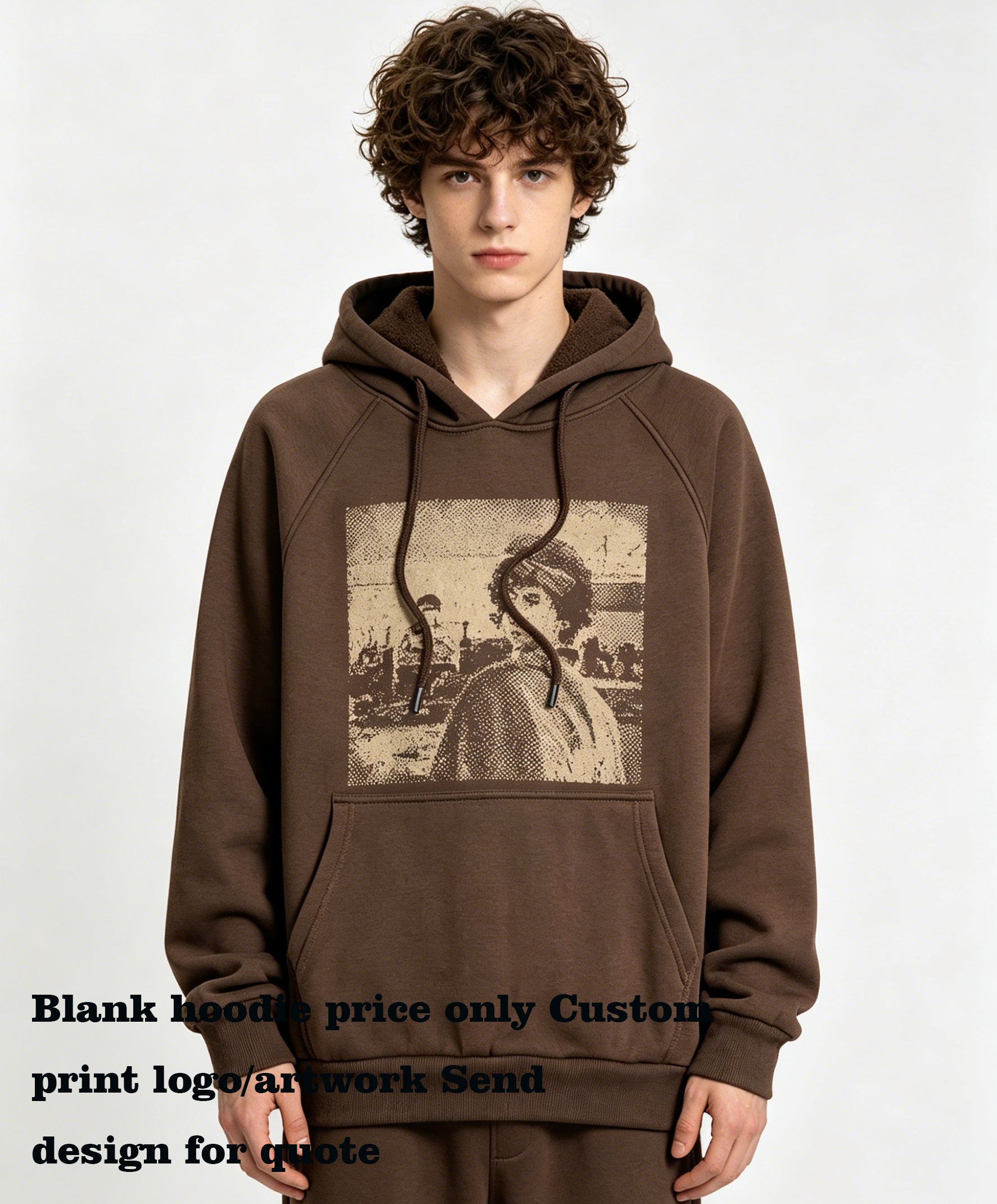 Relaxed-fit Polyester Hooded Sweatshirt with Dropped Shoulder Design Pullover Hoodie Streetwear American Style Winter Fashion
