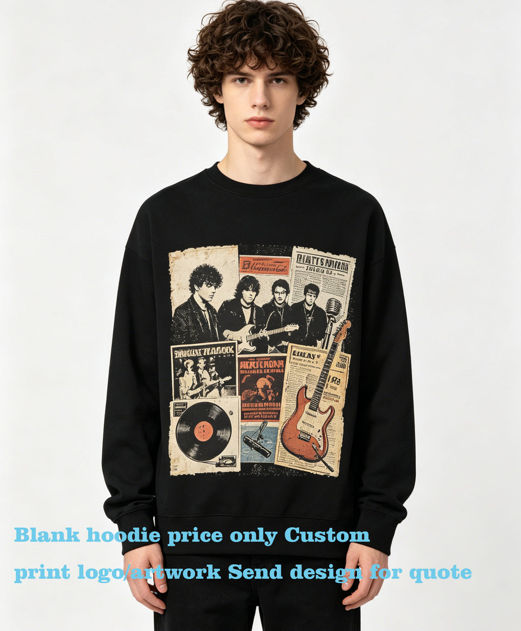 Custom logo Design Round Neck Men Hoodies High Quality Unisex Puff Printing Blank Vintage American Style Plain Oversized
