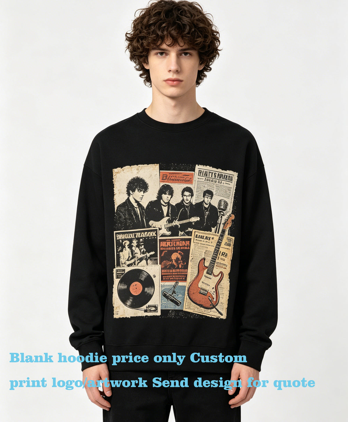 Custom logo Design Round Neck Men Hoodies High Quality Unisex Puff Printing Blank Vintage American Style Plain Oversized