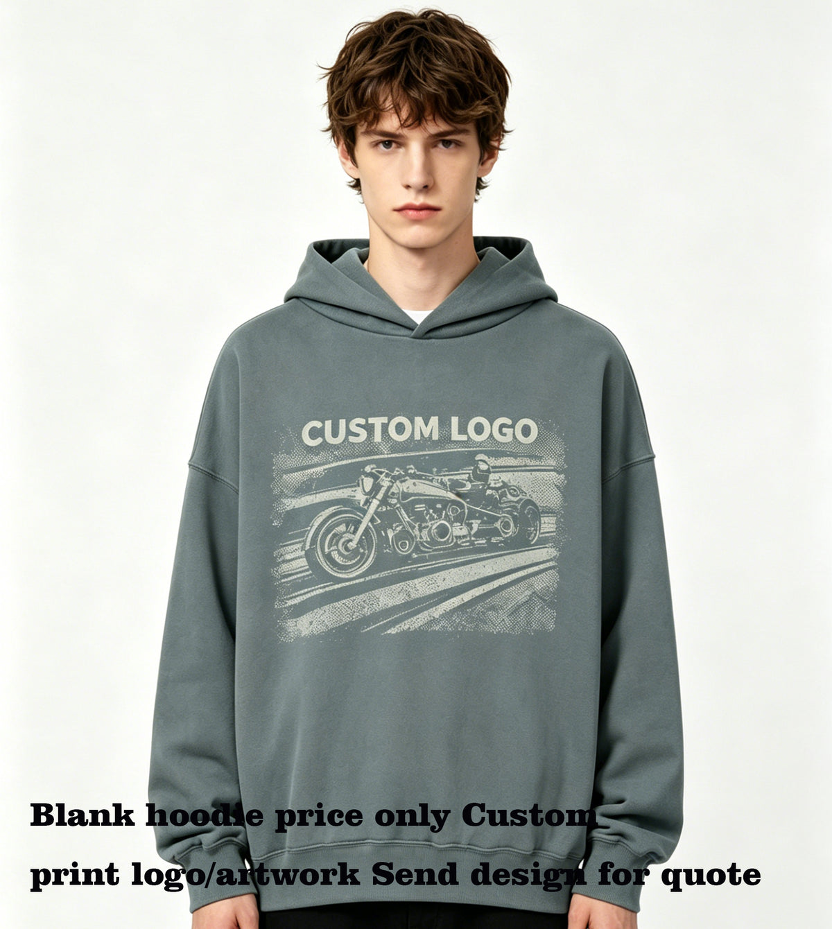 Available Customized Hoodies 4 Color Oversized Loose Fitting Padded Pullover with No Drawstring at the Collar Plain for Printing