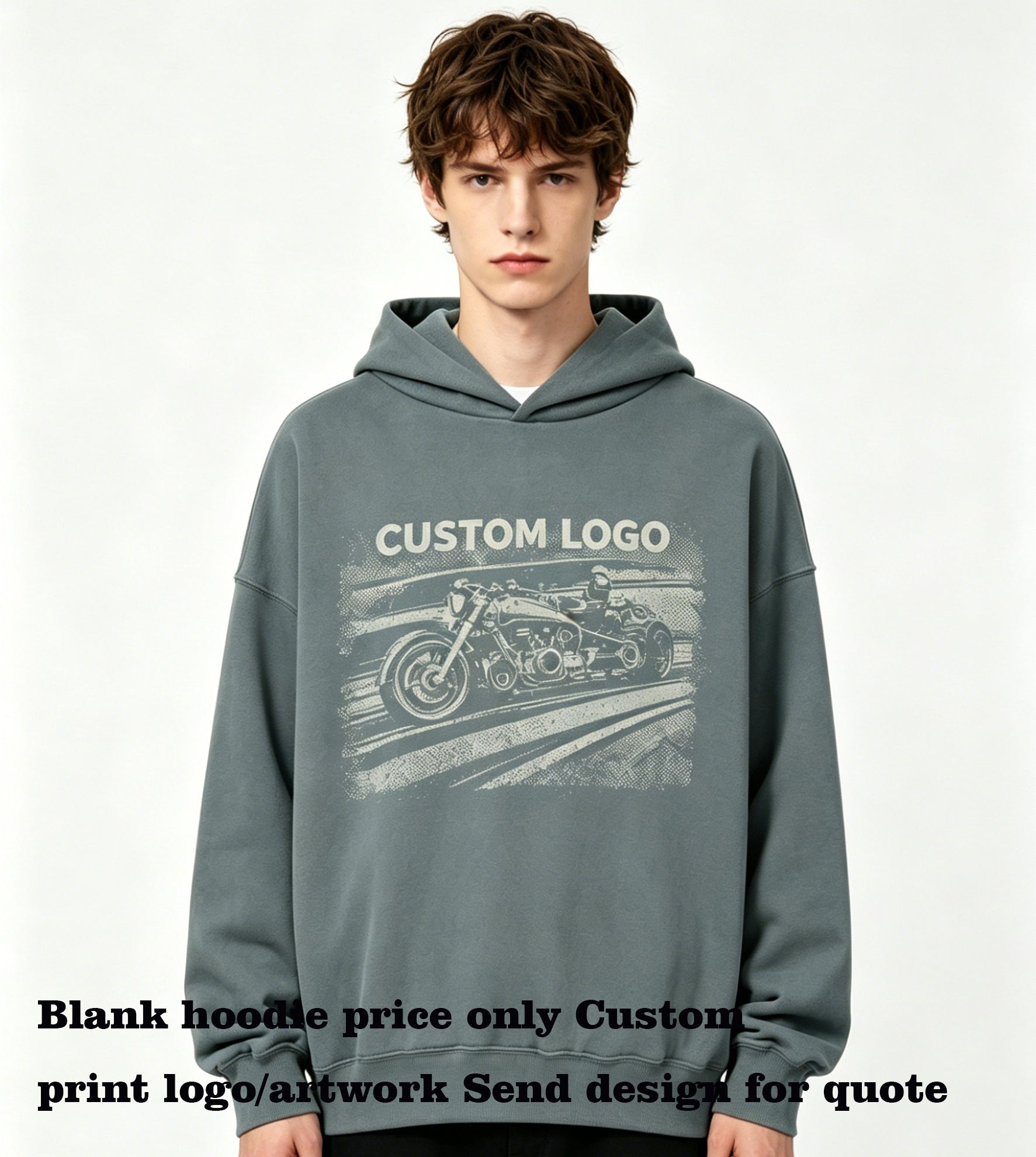 Available Customized Hoodies 4 Color Oversized Loose Fitting Padded Pullover with No Drawstring at the Collar Plain for Printing