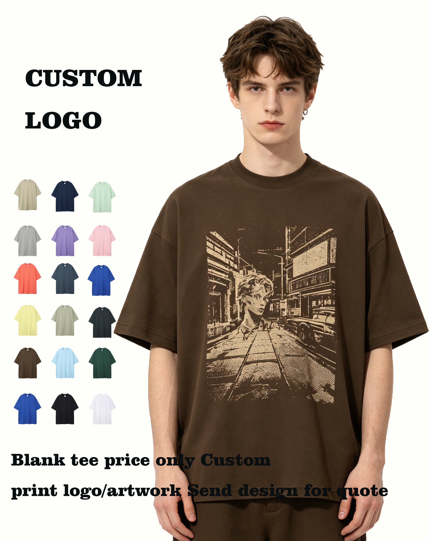 Wholesale 20 Color All Cotton Solid Color Loose Sleeved Short Sleeved t Shirt Large Size Customizable Dimensions and Colors.