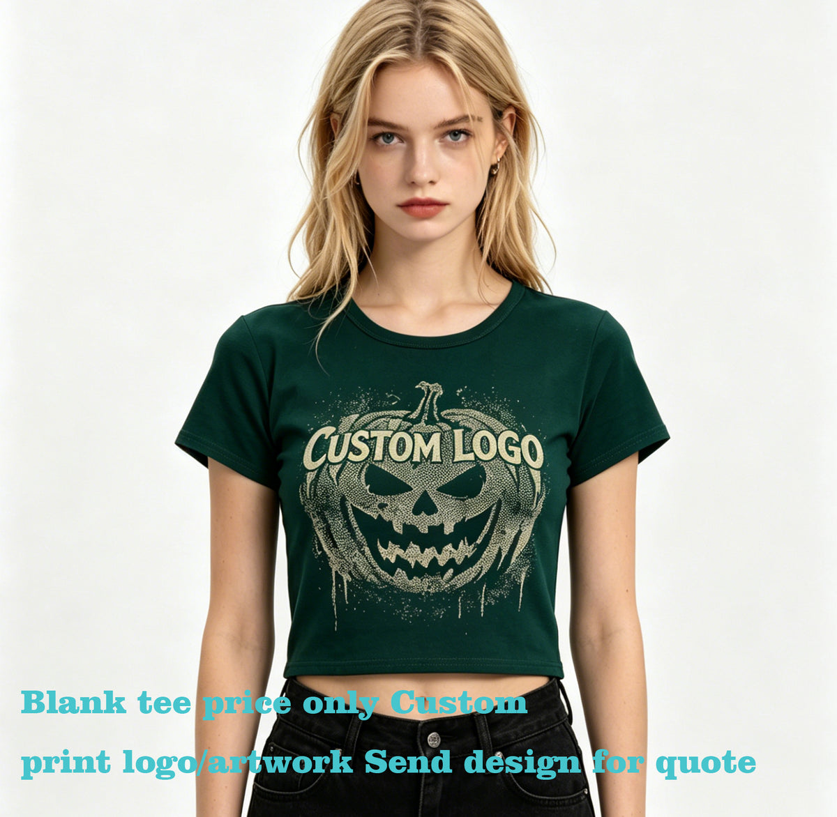 Oem Brand Tshirt Printing Custom logo High Quality Crop Top T-shirt Pattern Design Free Sample Plain in Bulk Summer Casual Style