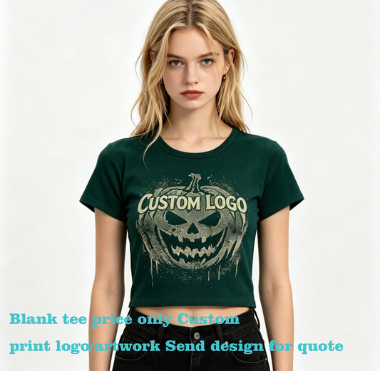 Oem Brand Tshirt Printing Custom logo High Quality Crop Top T-shirt Pattern Design Free Sample Plain in Bulk Summer Casual Style