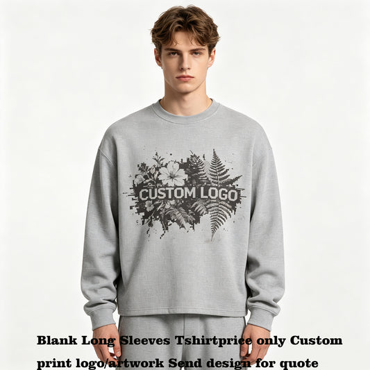 Long Sleeves Tshirt Boxy Solid Color Breathable Long Sleeved Loose Trendy Dropped Shoulder Waffle Sleeve Fall and Winter Style