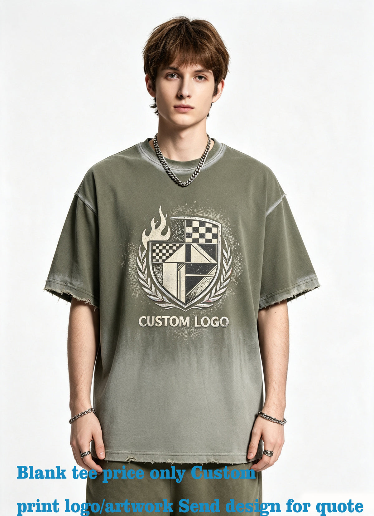 Tshirt Manufacturer Customize Your Own Exclusive Design Spun Mustang Washed Water Retro Heavyweight T-shirt Summer Version