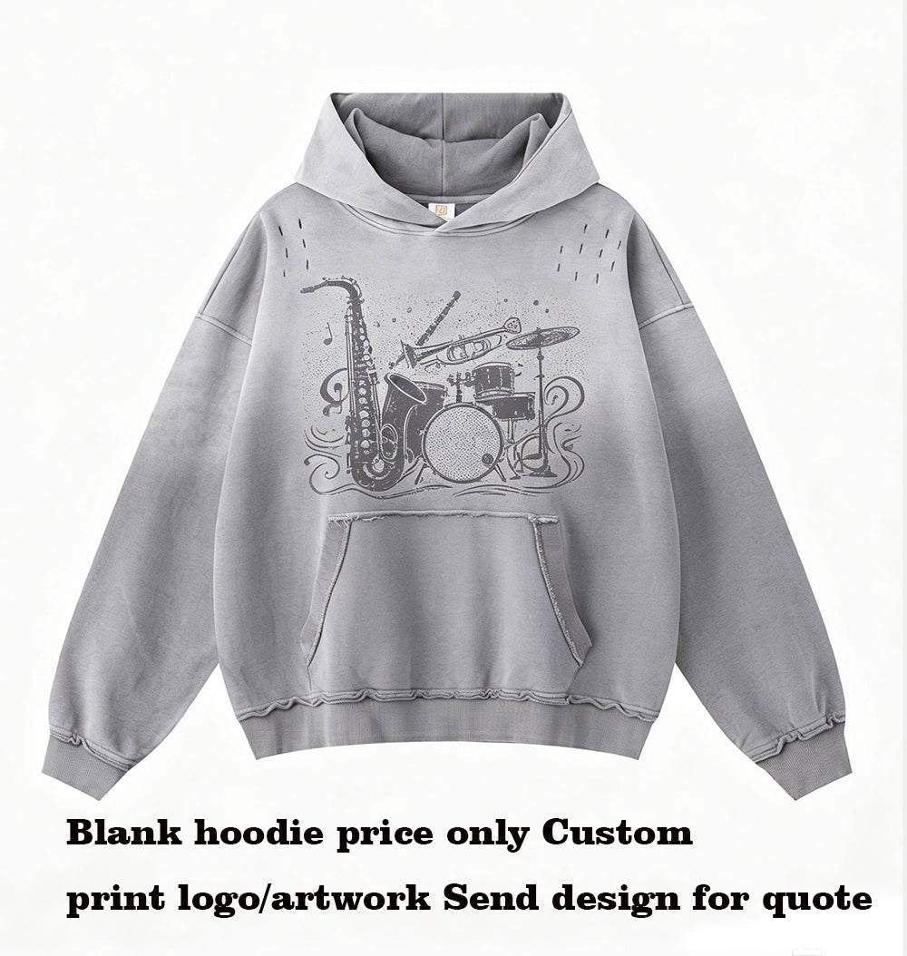 Hoodies Wholesale Winter 100% Cotton Heavyweight Washable Batik Gradient Cut Loose Hooded Sweatshirt Loose Fitting Casual Brand