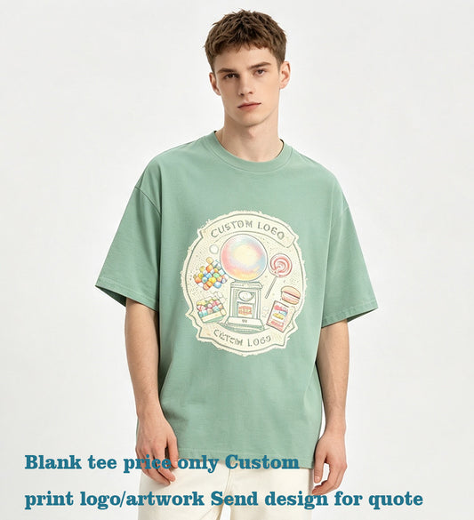 Men Tshirts High Quality Heavyweight 270g Earth Toned Loose Sleeved Short Sleeved Shirt with Dropped Shoulders Streetwear