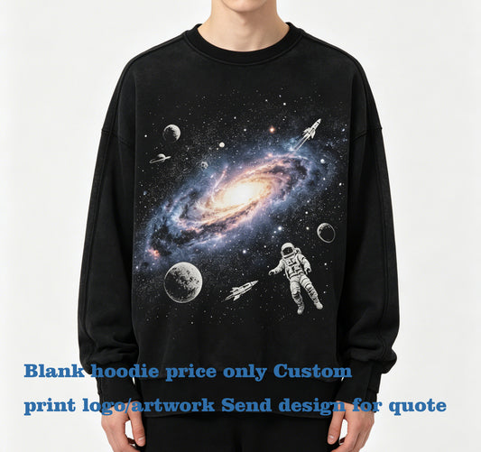 Oem Brand Customized Washing Process Style Woolen Fabric Pure Cotton Drop Shoulder Oversized American Vintage  Style Hoodies