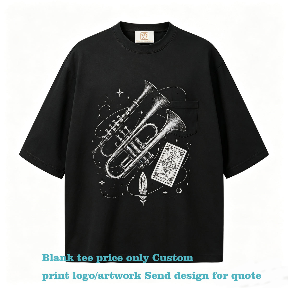 T Shirt 100% Cotton Washing Water Five Quarter Sleeve t Shirt with Frayed Edges and Pocket Short Sleeve for Men Free Sample