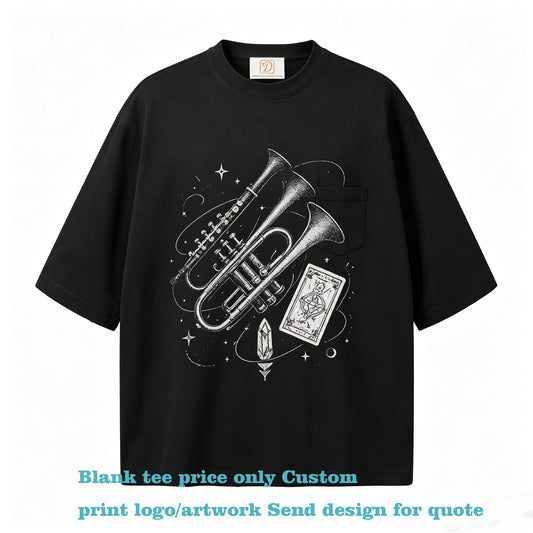 T Shirt 100% Cotton Washing Water Five Quarter Sleeve t Shirt with Frayed Edges and Pocket Short Sleeve for Men Free Sample