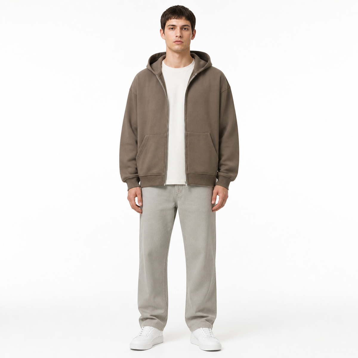 Wholesale 420G Padded Non Flying Wool Zipper Hooded Sweater with Composite Wool Fabric Zip up Hoodies Fall and Winter Style