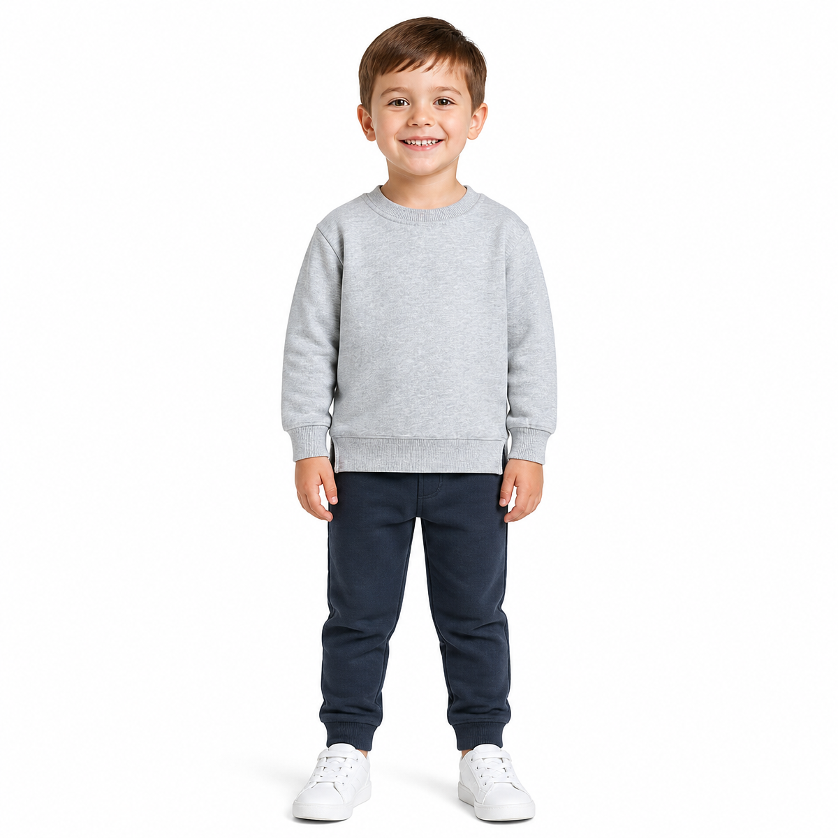 9 Color Fleece Pullover for Boys and Girls Round Neck Small Children's Pullover Solid Color with Fleece Top Fall Winter Style