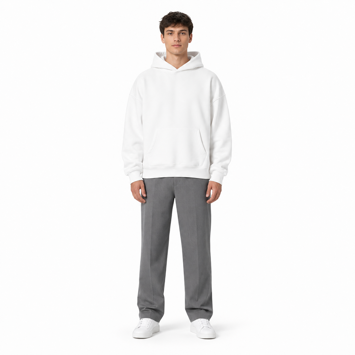 500g Hooded Men Down Filled Pullover Hoodie with Heavyweight Brushed Fabric Fleece Stylish American Style Available with Samples
