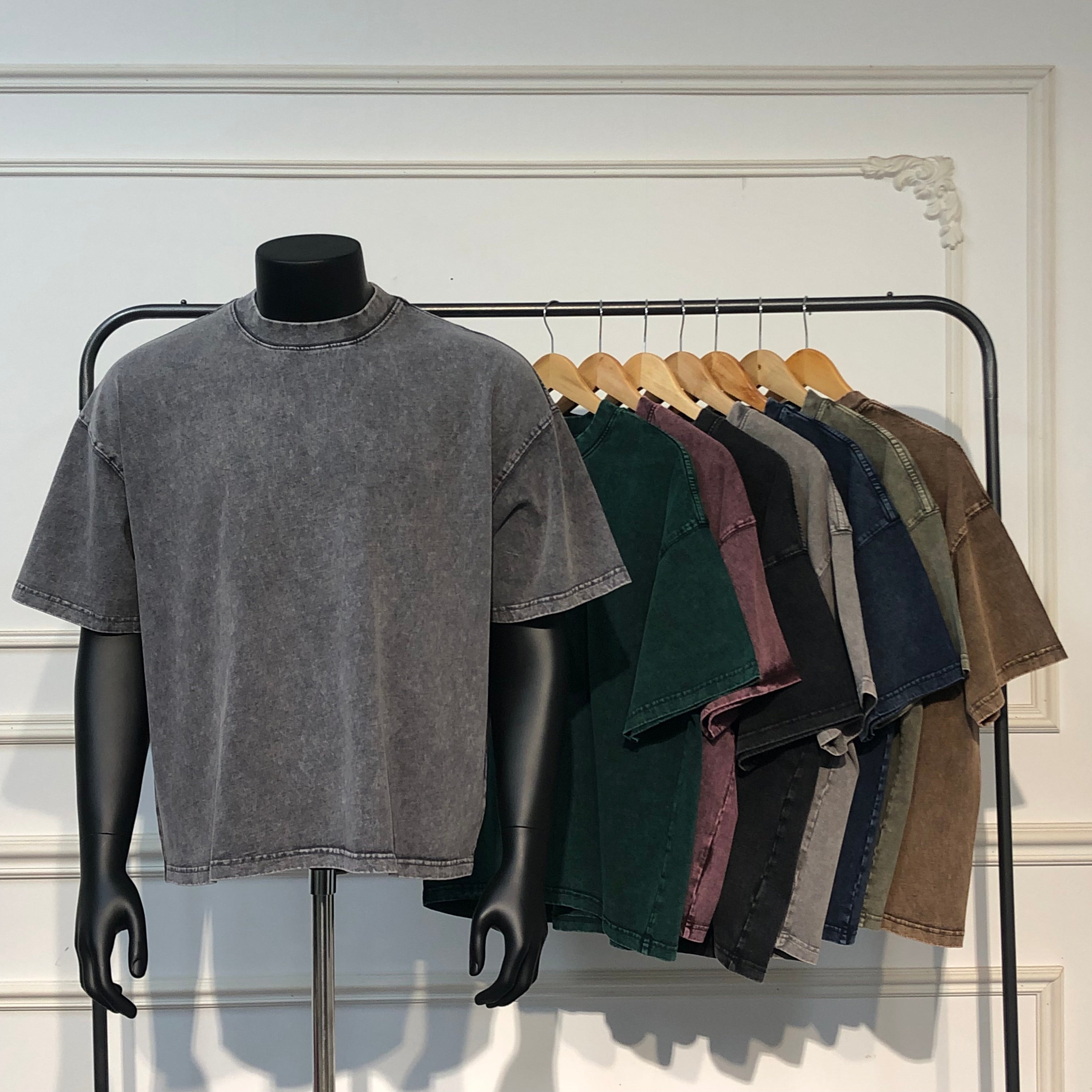 Vintange Heavyweight Oversized Loose Boxy Short Fashionable Style Custom Washed Heavy Cotton Plain Tshirts for Printing