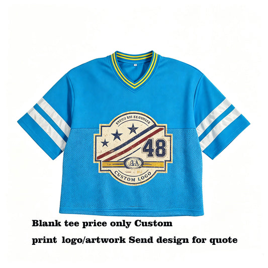 Wholesale Customize logo Your Own Exclusive Design Short and Wide American Retro Netted Eye Catching T Shirt Summer Version
