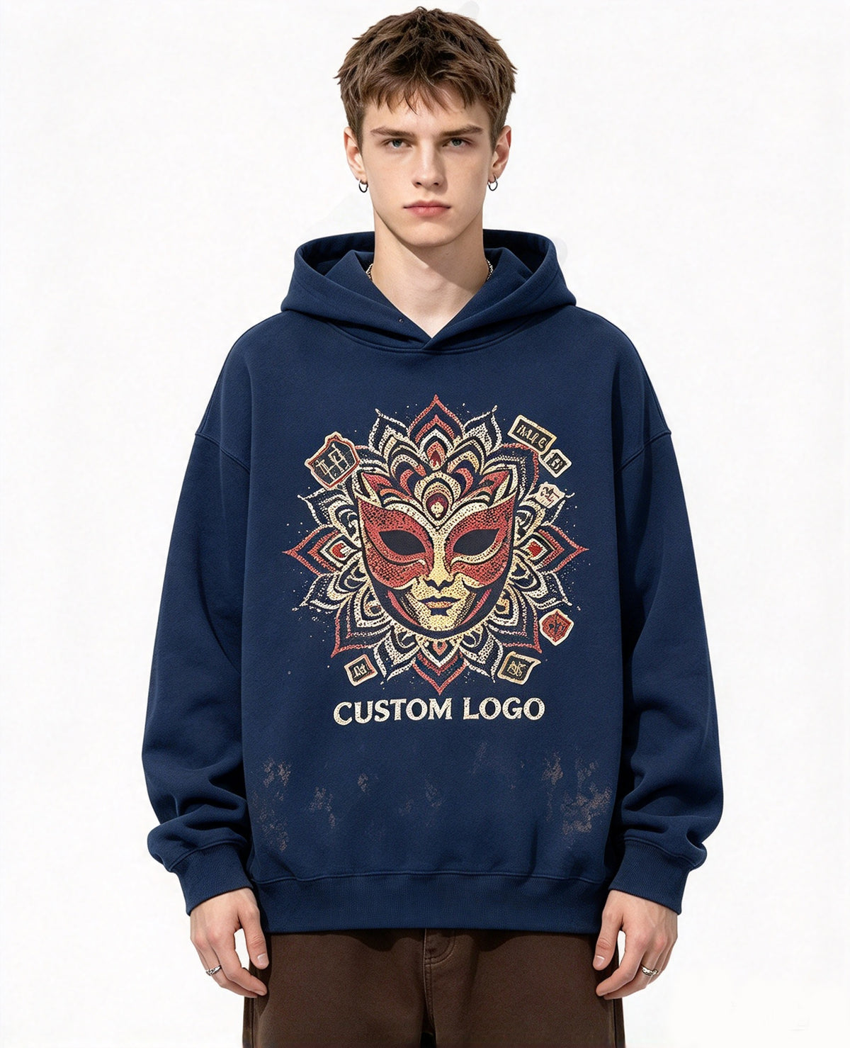 Customized Hoodies 350gsm 6 Color Pocketless No Brim Rope Fleece Loose Fitting Pullover OVERSIZE Autumn and Winter Style