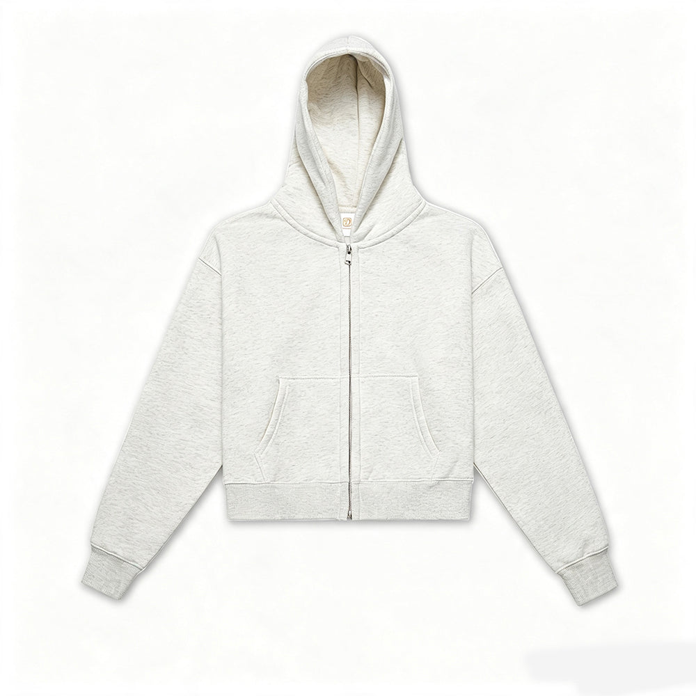 Custom Oversize 350 Grams Short Sleeved Zip up Fleece Pullover for Women Multiple Processes to Choose From Fall and Winter Style
