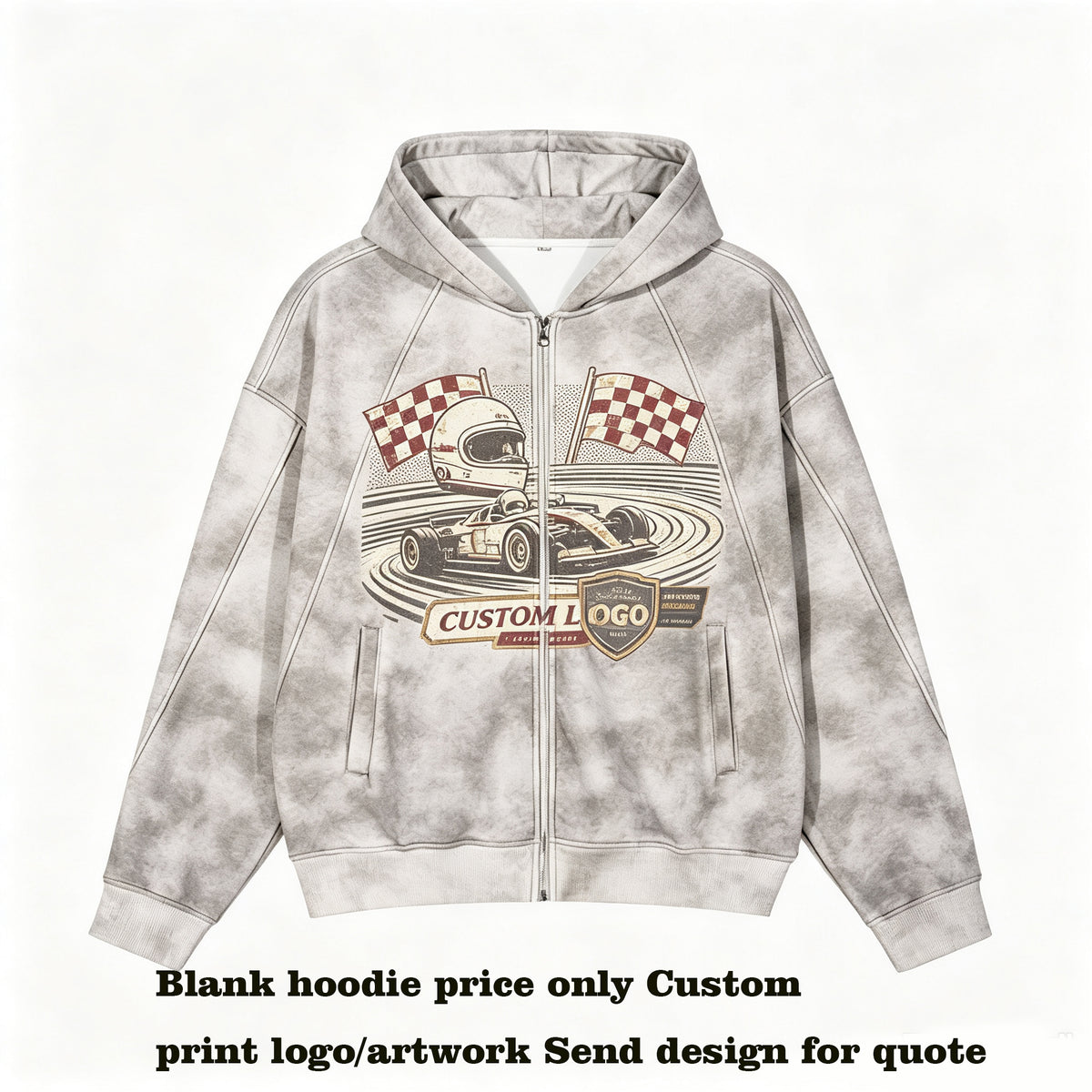 Men's Hooded Retro Distressed Style Zipper Hoodie for Men Trendy Brand Autumn Winter Top Heavyduty Sweater Lined with Fleece