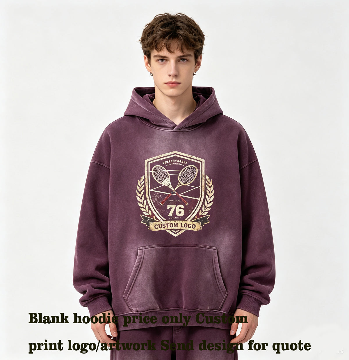 OEM Hoodie Manufacturers Gradient Color Printed Horse Chestnut Loose Hooded Fleece Pullover Vest Hoodie From a Trendy Brand