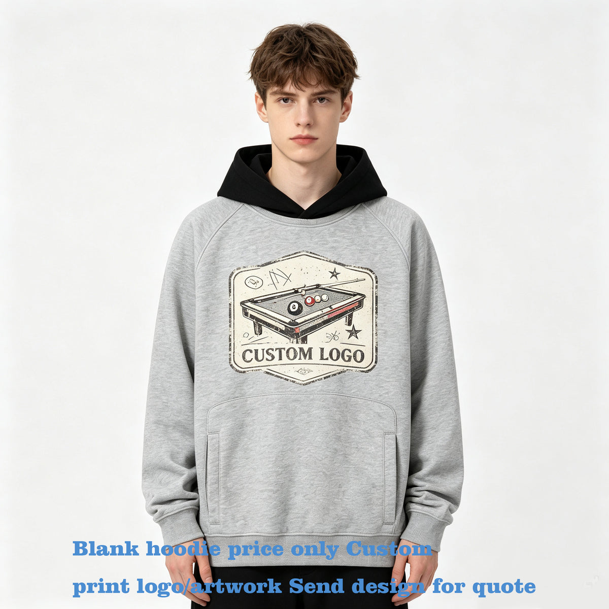 Customize Men Hooded High Quality Your Own Exclusive Design Boxy Color Block Ribbed Loose Fleece Hooded Pullover Winter Style