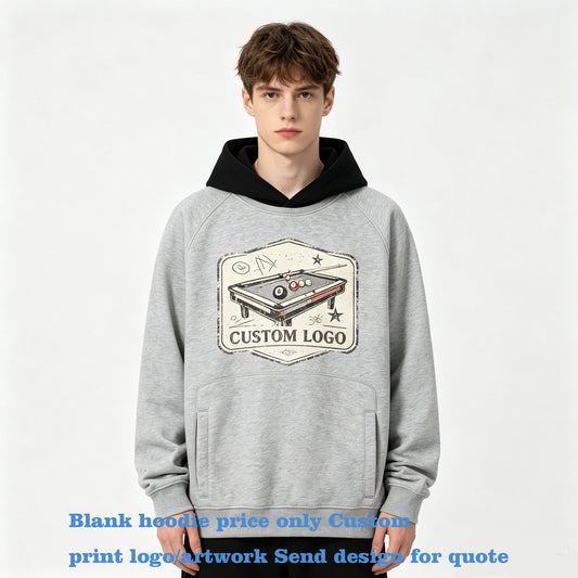 Customize Men Hooded High Quality Your Own Exclusive Design Boxy Color Block Ribbed Loose Fleece Hooded Pullover Winter Style