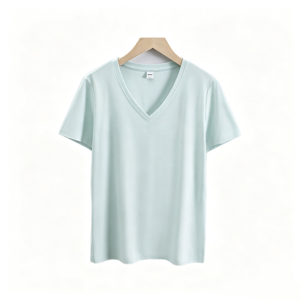 Oem Wholesale 13 Color 80 Count Double Sided Textured Cotton Short Sleeved Women's Summer Loose V-Neck Pure Color t Shirt