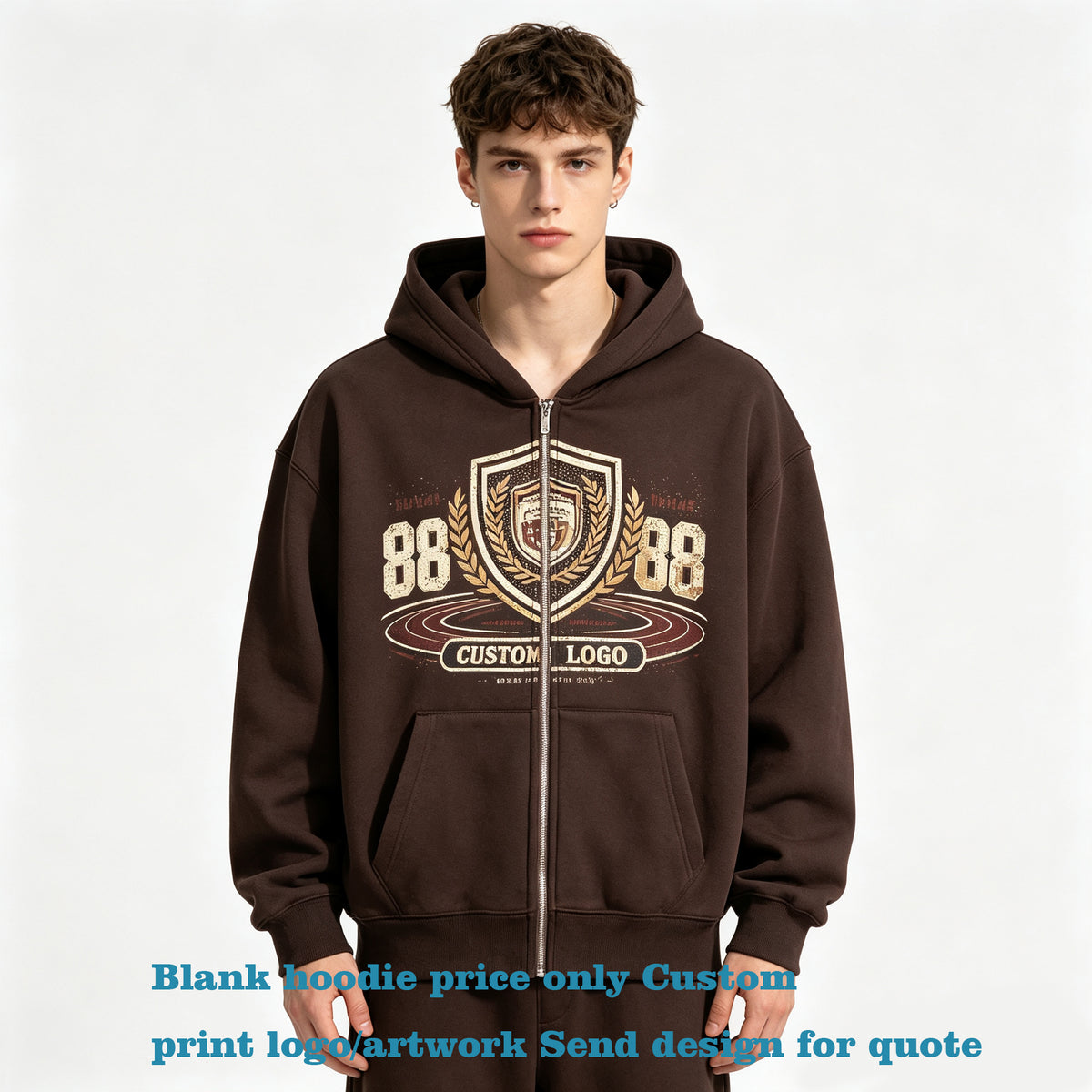 OEM Loose Short Sleeved Zipper Hoodie for Men Trendy Brand Men's Clothing Autumn Style Men's Hooded Pullover with Fleece Lining