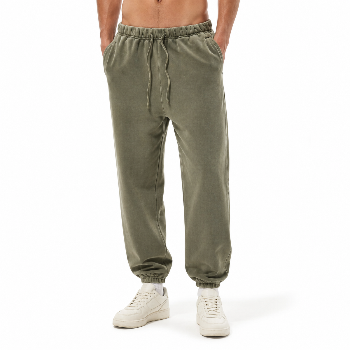 360 Gsm 100% Cotton 8 Color Water Washed Distressed Plus Fleece Distressed Sweatpants for Men High Quality American Style