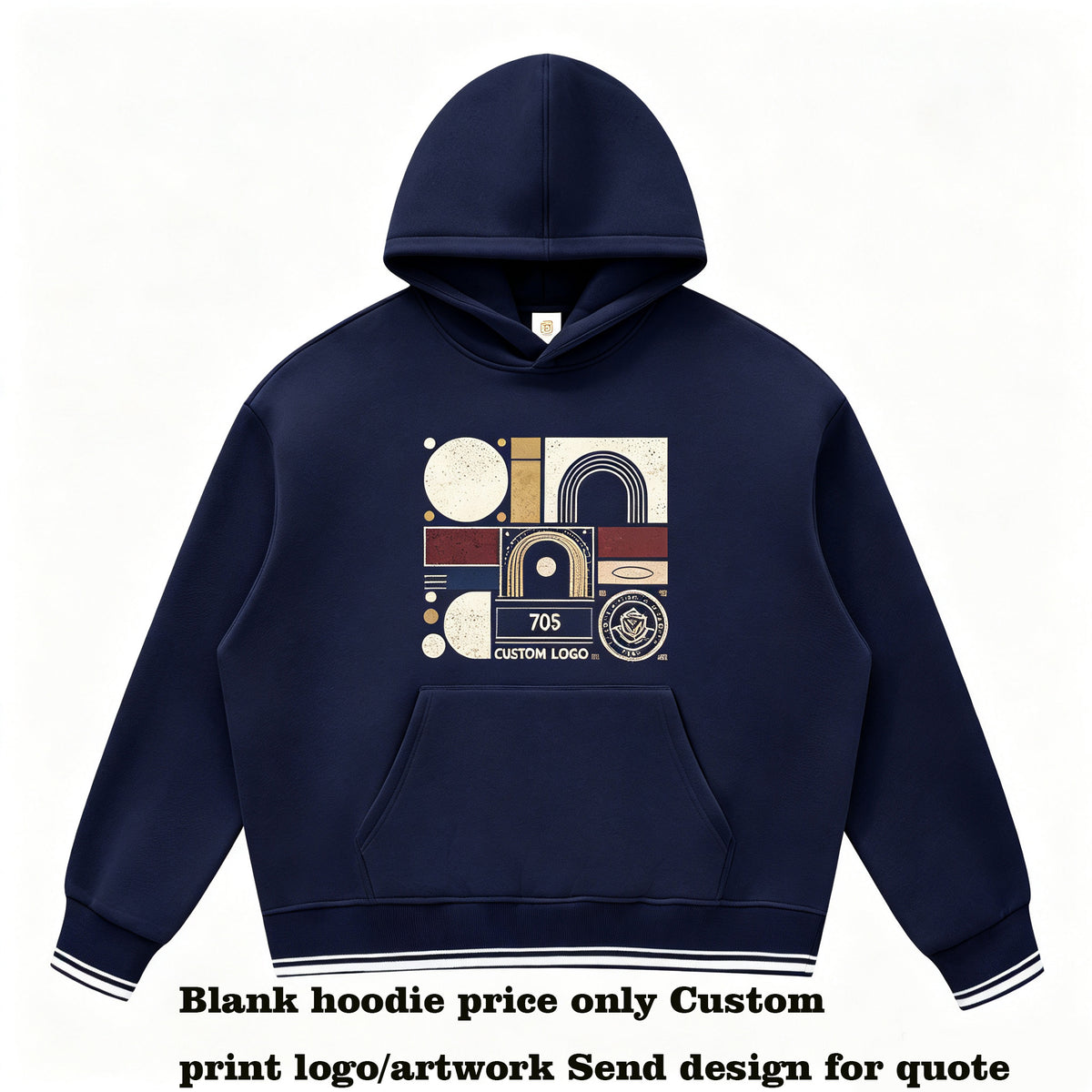 Fall and Winter Multiple Processes to Choose From Style Boxy Color Block Ribbed Loose Fleece Hooded Pullover American Style