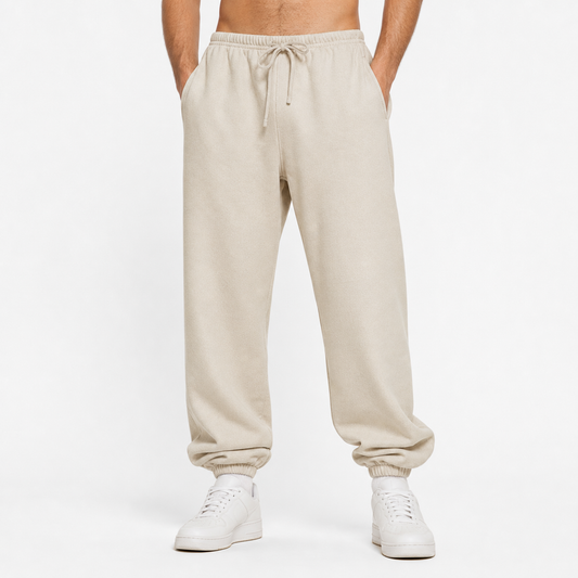 450 Gsm Sweatpants for Men 2024 Belted Trousers Heavyweight Trousers Plain Sweatpants 100 Cotton Blanc Personalized Design