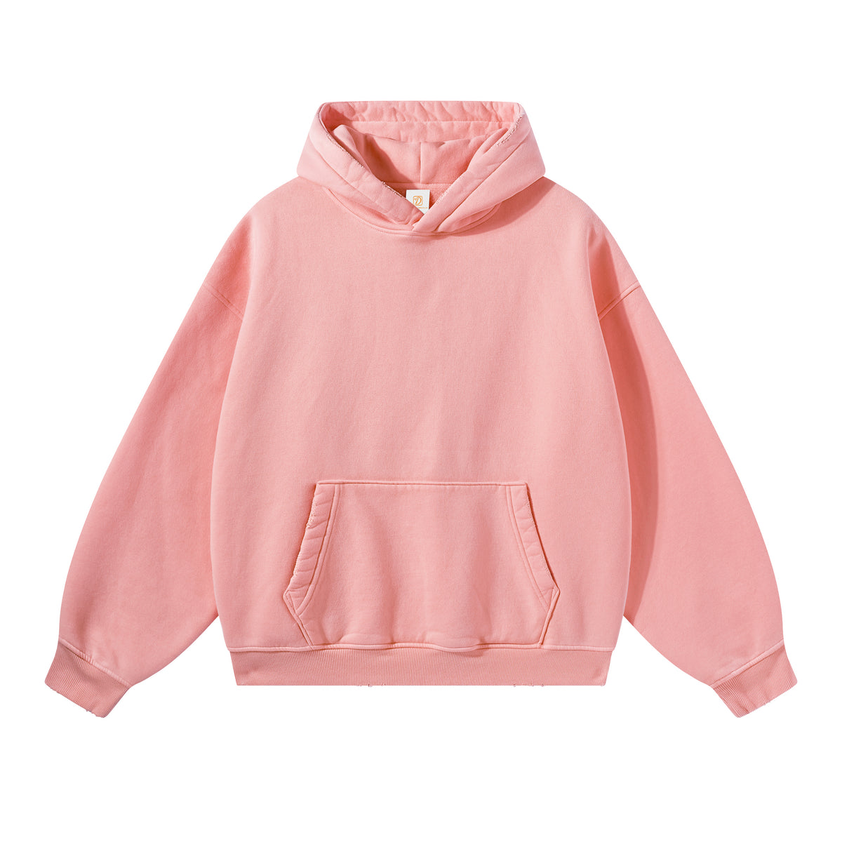 Retro Style Sweatshirt with Frosted Water Wash Finish Distressed Edges Plush Lining and a Hooded Design Fall and Winter Style